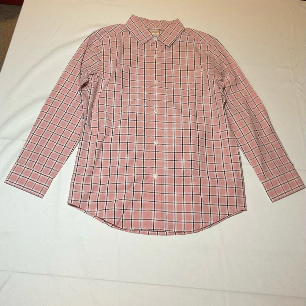 Gymboree Boys Size 10 Pink Plaid Long Sleeve Button Up NWT Ladies & Gentlemen
